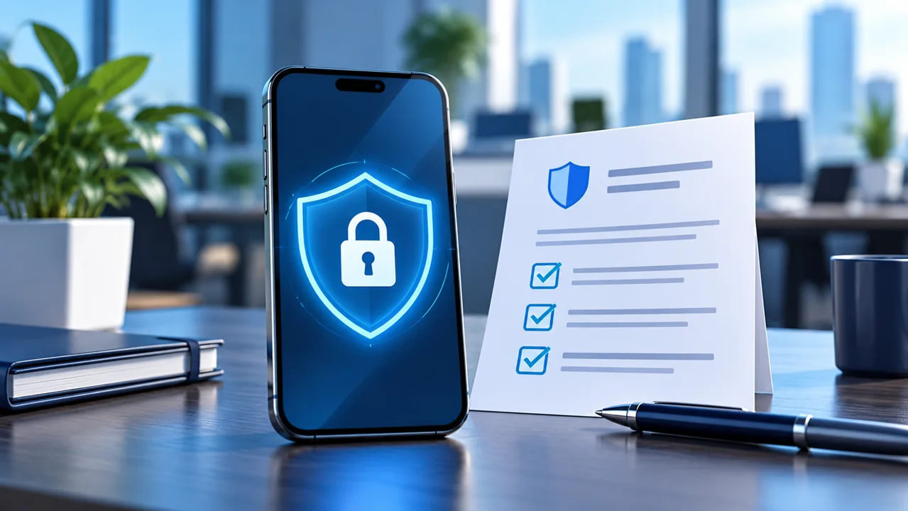 Celular corporativo protegido junto a una política de seguridad empresarial